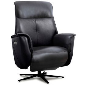 Tripp Cortana Blackberry Leather Swivel Power Recliner