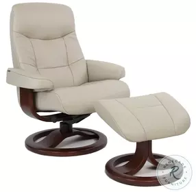 Muldal Dove Leather Small Recliner with Ottoman