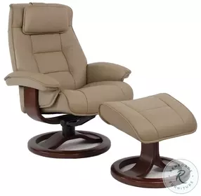Mustang Stone Leather Large Recliner with Ottoman