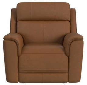Walker Brown Leather Power Motion Recliner with USB Charging