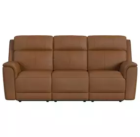 Walker Butternut Leather 86" Power Reclining Sofa with USB Charging