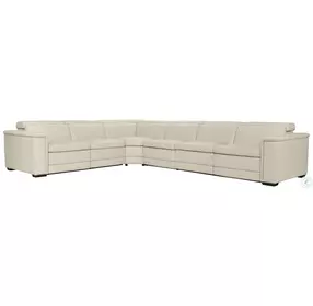 Lioni Cream Leather 4 Piece Power Reclining Sectional