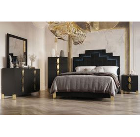 Empire Black Upholstered Panel Bedroom Set