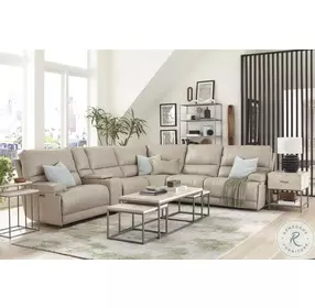 Whitman Verona Linen Leather Modular Power Reclining Sectional