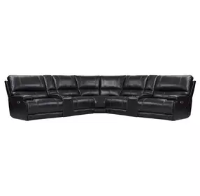 Whitman Verona Coffee Leather 7 Piece Modular Power Reclining Sectional