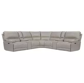 Whitman Verona Linen Leather 7 Piece Modular Power Reclining Sectional