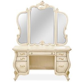 Platine de Royale Champagne Vanity Set with Arched Mirror and Bench