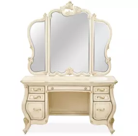 Platine de Royale Champagne Vanity Set with Arched Mirror and Bench