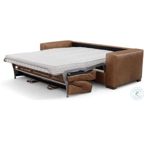 Irondale Vintage Brown Derby Leather Queen Sleeper Sofa with Matress