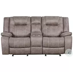 Finn Desert Taupe Performance Fabric Reclining Console Loveseat