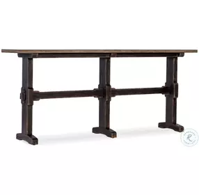 Americana Honey And Molasses Trestle Console Table