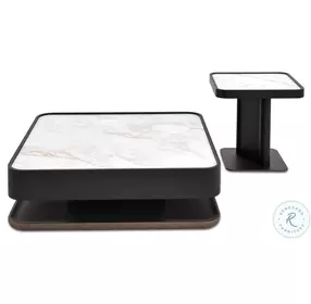 LP 459 Carrara Gold Ceramic Top And Black Occasional Table Set