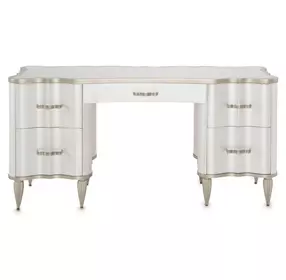 London Place Creamy Pearl 5 Drawer Vanity Desk
