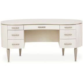 London Crest Creamy Pearl Desk with 7 Storage Drawers