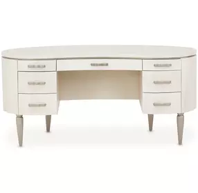 London Place Creamy Pearl Desk with 7 Storage Drawers