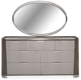 Roxbury Park Slate 7 Drawer Dresser and Oval Mirror