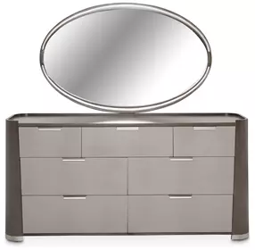 Roxbury Park Slate 7 Drawer Dresser and Oval Mirror