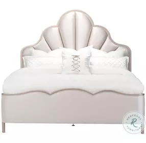 Malibu Crest Chardonnay And Porcelain King Upholstered Scalloped Panel Bed