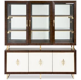 Belmont Place Espresso 6 Door China Cabinet and Buffet with LED