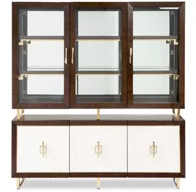 Belmont Place Espresso 6 Door China Cabinet and Buffet with LED