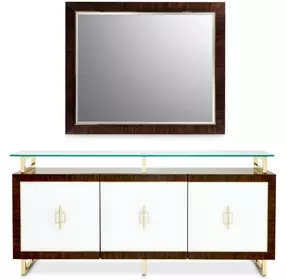 Belmont Place Espresso and White 3 Door Sideboard with Mirror