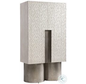 Solaria Weathered Bone And Shiny Nickel Bar Cabinet