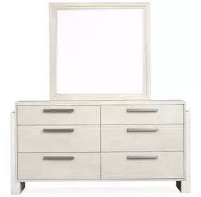 Lorelei Misty Cloud 6 Drawer Dresser with Rectangular Mirror