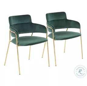 Napoli Gold Metal And Emerald Green Velvet Dining Chair Set Of 2