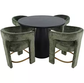 Gwen Luxury Black and Green Upholstered 5 Piece Counter Height Dining Set