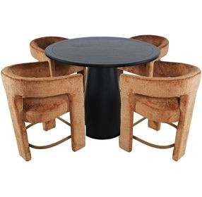 Gwen Luxury Black and Red Upholstered 5 Piece Counter Height Dining Set