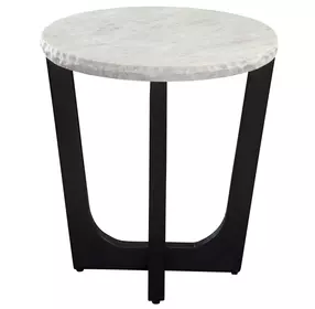 Chrissy White Round Marble Top End Table
