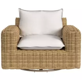 Playa Soothe Pearl Upholstered Oversized Outdoor Swivel Club Chair with Flange Welt