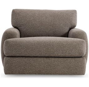 Cameron Brown Upholstered Swivel Chair with Pillow