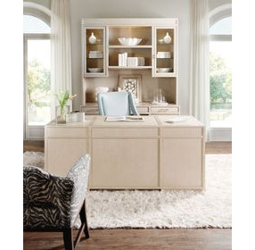 Marlowe Polished Limestone Leather Executive Home Office Set
