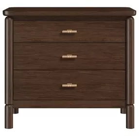 Verge Handcrafted Walnut 3 Drawer Nightstand