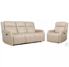 Nelson Salvo Beige Leather Zero Gravity Power Living Room Set with Power Headrests And Lumbar