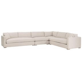Newport Beige Performance Fabric Outdoor Modular 4 Piece Sectional