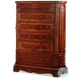 Chateau Royale Honey Walnut 6 Drawer Chest