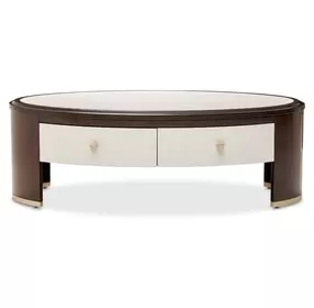 Paris Chic Espresso Oval Cocktail Table with 2 Storage Drawers