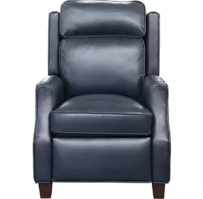 Nixon Shoreham Blue Leather Push Thru The Arms Recliner