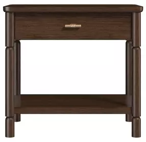 Verge Handcrafted Walnut 1 Drawer Open Nightstand