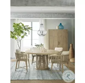Surfrider Light Natural 60" Rattan Round Dining Room Set