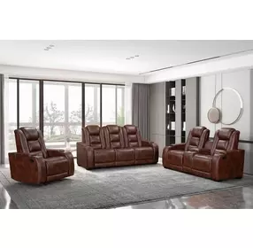 Chester Brown Reclining Living Room Set with USB Charging and LED