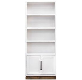 Nora Jasmine White and Barnwood 82" High Pier Bookcase