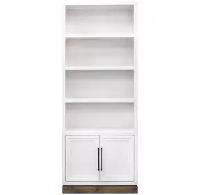 Nora Jasmine White and Barnwood 82" High Pier Bookcase