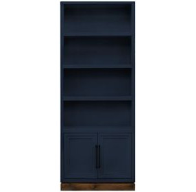 Nora Blue Denim and Whiskey 82" High Pier Bookcase