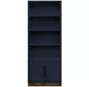 Nora Blue Denim and Whiskey 82" High Pier Bookcase