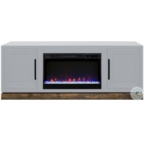 Nora Jasmine White And Barnwood 64" Fireplace TV Stand