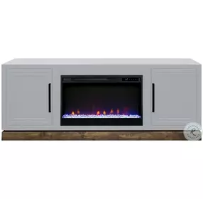 Nora Jasmine White And Barnwood 64" Fireplace TV Stand