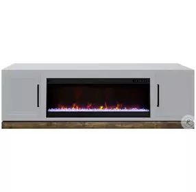 Nora Jasmine White And Barnwood 81" Fireplace TV Stand